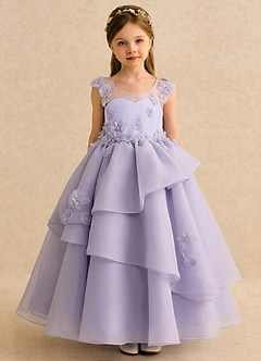 Azazie Mimie Flower Girl Dresses Lavender Ball-Gown Sweetheart Neckline Organza Dress image1