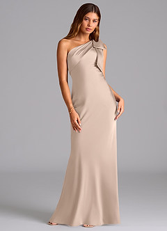 Azazie Yuanna Bridesmaid Dresses English Rose Mermaid One Shoulder Stretch Satin Dress image3