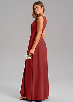 Azazie Phaedra Bridesmaid Dresses Rust A-Line One Shoulder Chiffon Dress image6