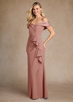 Azazie Laredo Mother of the Bride Dresses Dusty Rose Mermaid Off the Shoulder Stretch Crepe Dress image5