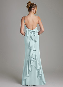 Azazie Zherra 신부 들러리 드레스 인어 절하다 스트레치 새틴 바닥 길이 드레스 image5