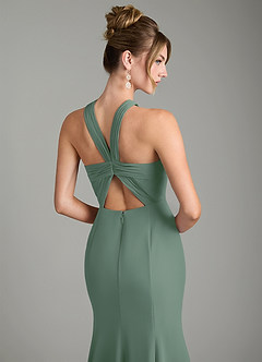 Azazie Rue Bridesmaid Dresses Eucalyptus A-Line Halter Chiffon Dress image6
