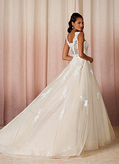 Azazie Mira Wedding Dresses A-Line Sequins Tulle Chapel Train Dress image2