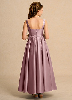 Azazie Mochi Girl Jurken voor bloemenmeisjes Baljurk Jurk van Mat Satijn Geplooid Stoffige Roos image2