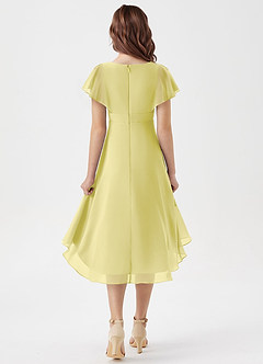 Azazie Graciela Junior Lemon Sorbet A-Line Pleated Chiffon Dress image2