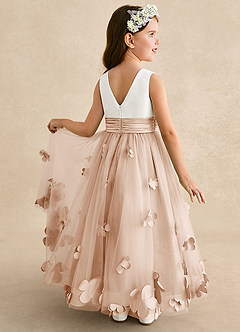 Azazie Vi Flower Girl Dresses English Rose A-Line Sleeveless Tulle Dress image1
