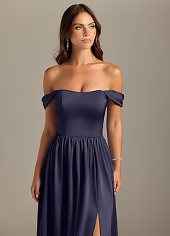 Azazie Calianna Bridesmaid Dresses Stormy A-Line Off the Shoulder Stretch Satin Convertible Dress image4
