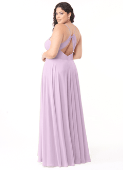 Azazie Avelina Bridesmaid Dresses Frosted Lilac A-Line V-Neck Pleated Chiffon Dress image9