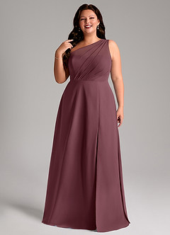 Azazie Phaedra Bridesmaid Dresses Sangria A-Line One Shoulder Chiffon Dress image11