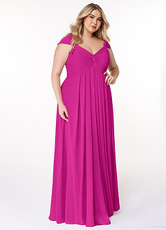 Azazie Kaitlynn Brautjungfernkleider Wandelbar Empire Gerafft Chiffon Kleid Fuchsia image12