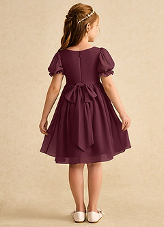 Azazie Jolie Flower Girl Dresses Cabernet A-Line with Sleeves Chiffon Dress image2