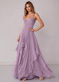 Azazie Zaina Abiti da Damigella Abito A-Line in Chiffon Glicine image5