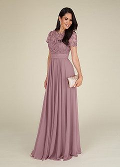 Azazie Annette Mother of the Bride Dresses Dusty Rose A-Line Lace Chiffon Dress image4