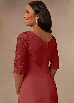 Azazie Dionysus vestidos de madre de la novia Vestido de Óxido de Gasa de Corte en A con Encaje cuello barco image5