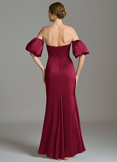 Azazie Kacey Jurken voor bruidsmeisjes Jurk van Stretch Satijn met Zeemeermin Off the Shoulder Bourgondië image5