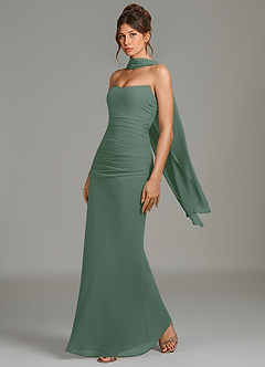 Azazie Whitley Bridesmaid Dresses Eucalyptus Mermaid Strapless Chiffon Dress image4