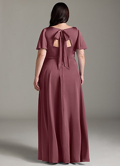 Azazie Kimber Bridesmaid Dresses Desert Rose A-Line Ruched Stretch Satin Dress image8
