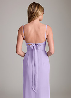 Azazie Mai Vestidos de damas de honor Vestido de Lila de Gasa de Corte Recto con Plisado image6