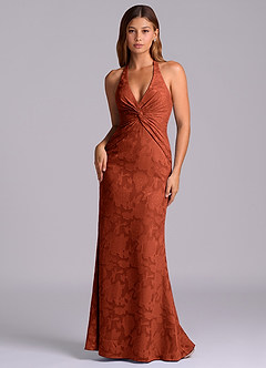 Azazie Valerie Brudepigekjoler Havfrue Plisseret Blomsterudbrændthed Gulv-længde Kjole image1