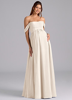 Azazie Saige Maternity Bridesmaid Dresses A-Line Pleated Chiffon Floor-Length Dress image3