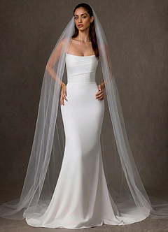 front Voile de chapelle en tulle transparent avec nœud en satin