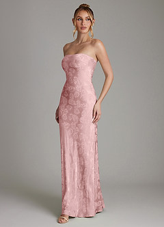 Azazie Viv Bridesmaid Dresses Rose Jacquard Sheath Strapless Jacquard Dress image4