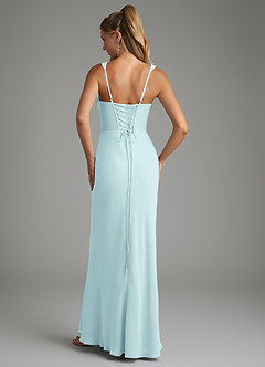 Azazie Asa Bridesmaid Dresses Sea Glass Sheath Corset Chiffon Dress image2