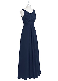 Azazie Pierrette Bridesmaid Dresses Dark Navy A-Line Pleated Chiffon Dress image9