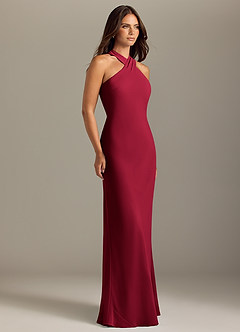 Azazie Doretta Bridesmaid Dresses Burgundy Mermaid Pleated Chiffon Dress image3
