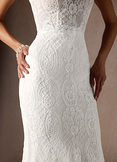 Azazie Lianna Abiti da Sposa Abito Sirena in Pizzo Bianco Diamante image8
