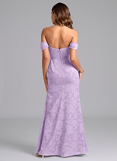 Azazie Saige Bridesmaid Dresses Lilac A-Line Off the Shoulder Floral Burnout Convertible Dress image6