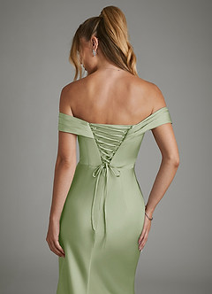 Azazie Hayden Bridesmaid Dresses Dusty Sage Mermaid Corset Stretch Satin Dress image7