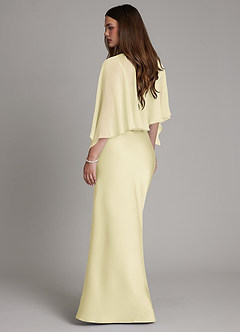 Azazie Ambra Brudtärnklänningar Klä av Sjöjungfru i Stretch Satin Plisserad Citronsorbet image2