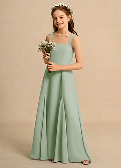 Azazie Tater Junior Formal vestidos de niña de las flores Vestido de Salvia Polvorienta de Gasa de Corte En A con Plisado image5