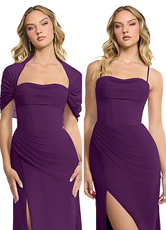 Azazie Zia Bridesmaid Dresses Grape Sheath Side Slit Chiffon Convertible Dress image8