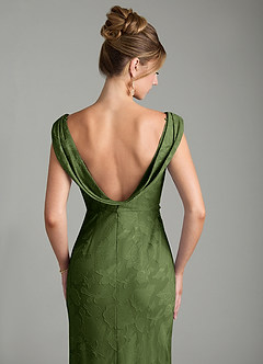 Azazie Kieryn Bridesmaid Dresses Olive Mermaid Pleated Floral Burnout Dress image2