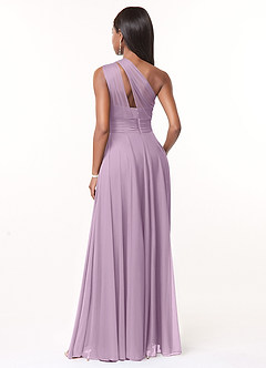 Azazie Charlize Bridesmaid Dresses Wisteria A-Line One Shoulder Mesh Dress image2