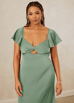 Christian Siriano Bridal for Azazie 1005 Bridesmaid Dresses Matcha Sheath Sweetheart Neckline Stretch Satin Dress image14