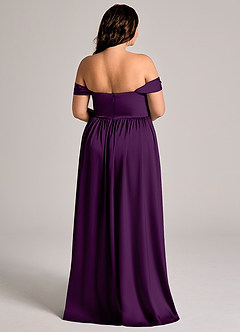Azazie Calianna Bridesmaid Dresses Grape A-Line Off the Shoulder Stretch Satin Convertible Dress image7