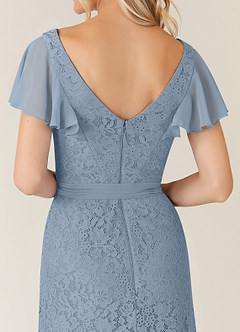 Azazie Knox Mother of the Bride Dresses Dusty Blue A-Line V-Neck Chiffon Dress image6