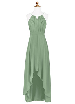 Azazie Oaklynn Junior Matcha A-Line Pleated Chiffon Dress image6