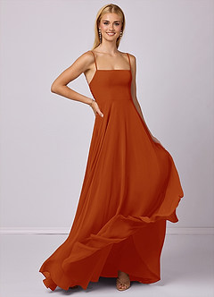 Barbie ♥ Azazie Robes de demoiselle d'honneur Robe Trapèze en Mousseline de soie Paprika image3