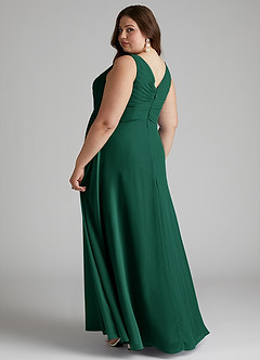 Azazie Flora Bridesmaid Dresses Emerald A-Line Pleated Chiffon Dress image11