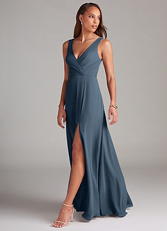 Azazie Nelly Bridesmaid Dresses Neptune A-Line Pleated Chiffon Dress image4