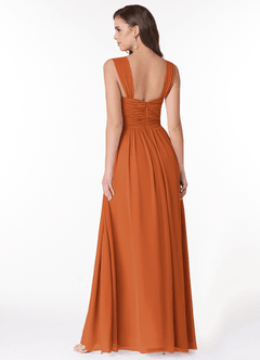 Azazie Zapheira Bridesmaid Dresses Cinnamon A-Line Ruched Chiffon Dress image2