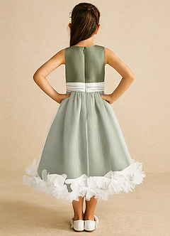 Azazie Stardust Blumenmädchenkleider A-Linie ärmellos Organza Kleid Pistazie image4