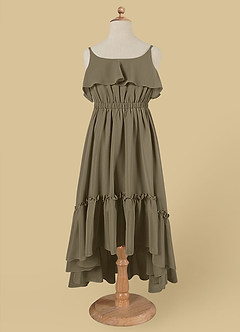 Azazie Karmen Flower Girl Dresses Willow Green A-Line Ruched Chiffon Dress image6