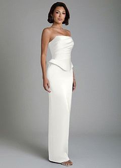 Azazie Harlow Bridesmaid Dresses White Sheath Corset Stretch Satin Dress image6