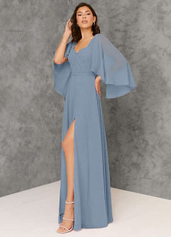 Azazie Adelina Bridesmaid Dresses A-Line Convertible Chiffon Floor-Length Dress image3