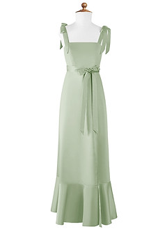 Azazie Barbara Junior A-Linie Schleifen Matte Satin Kleid Blushing Pink image6